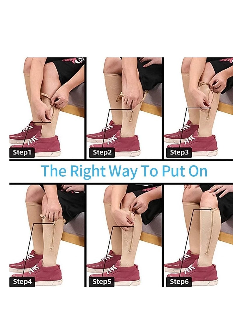 AS SEEN ON TV Compression Stretchy Leg Pain Relief  Zip Socks Brown S\M - Image 2
