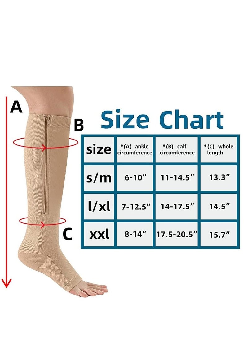 AS SEEN ON TV Compression Stretchy Leg Pain Relief  Zip Socks Brown S\M - Image 3