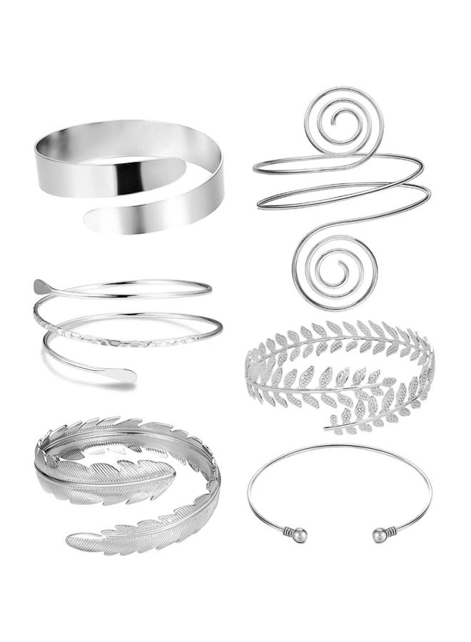 Jewelry Simple Metal Arm Ring Set Female European And American Leaf Snake Geometric Spiral Arm Bracelet Adjustable 