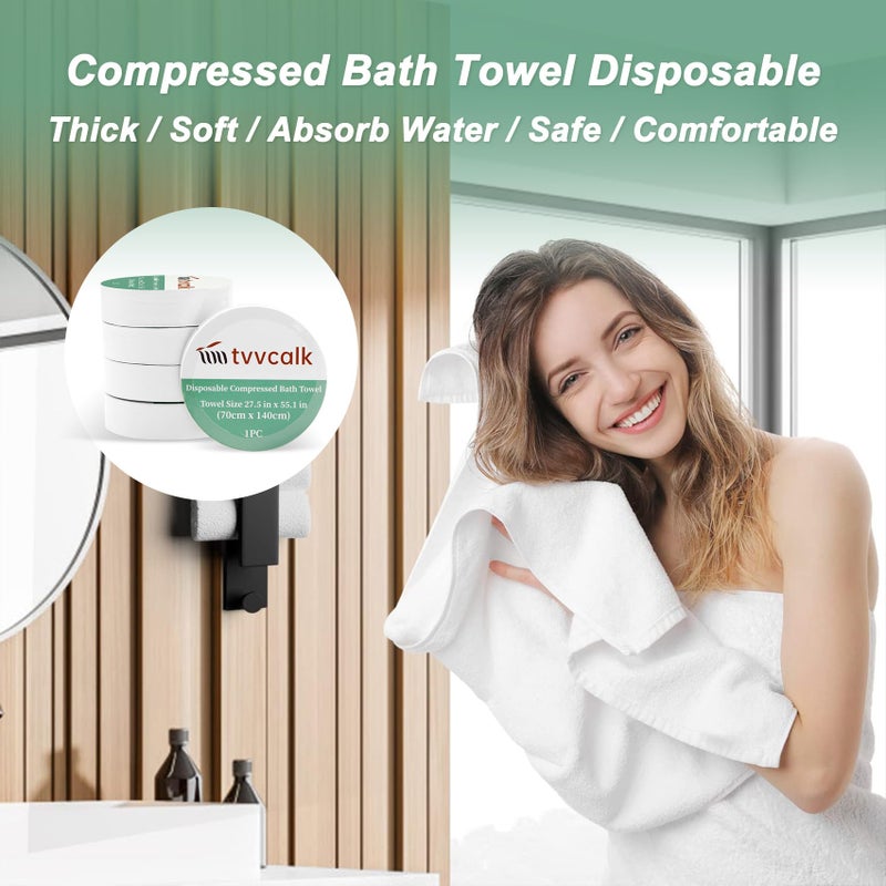 Tvvcalk 10 Pcs Large Compressed Towels, 55" x 27.5" Ultra Soft 100% Cotton Disposable Bath Towels, Portable Disposable Towel Reusable Travel Towel for Hotel Camping Hiking Sports Gym Beach Swimming - Image 5