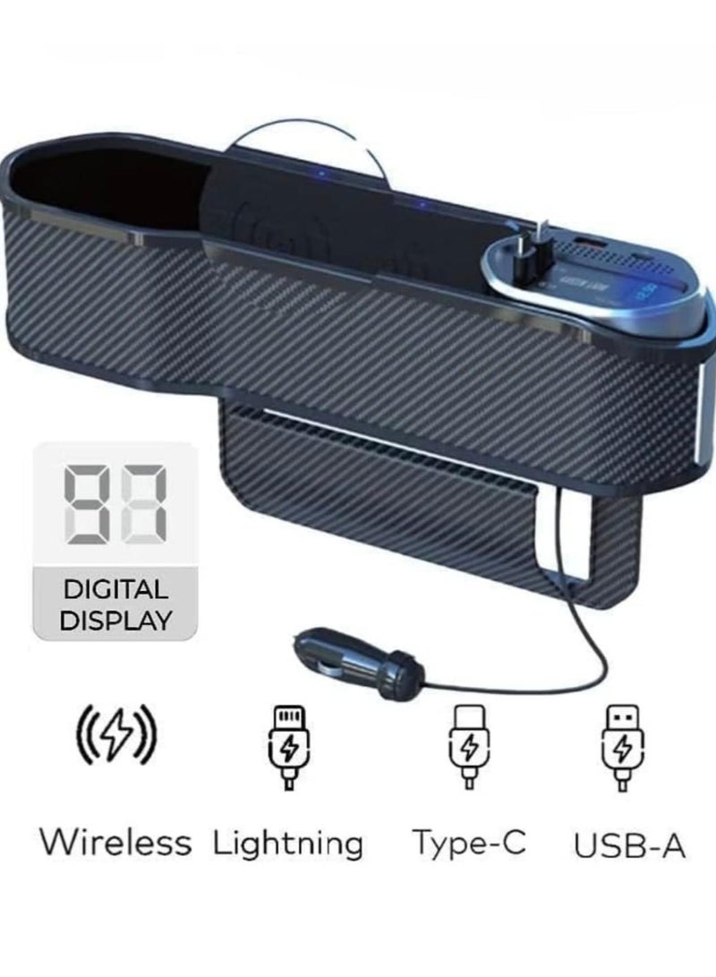 Universal Car Organizer with Charging Dock & Digital Display – 38W Max Output Wireless Charging Station for Sedan, SUV, Hatchback, Crossover, Minivan – Multi-Port Car Console Storage Boxck, Crossover, Mini Vanwith Wireless Dock - Image 4