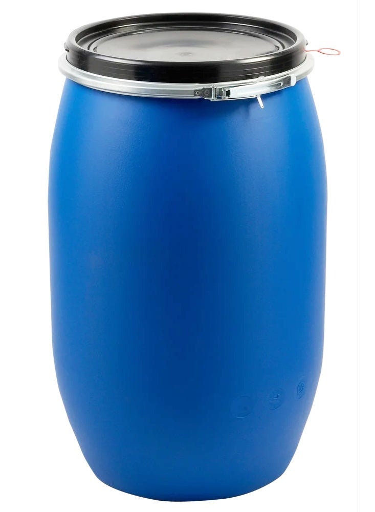 سيلتوكس برميل بلاستيك أزرق مفتوح من الأعلى سعة 200 لتر – حاوية تخزين قوية للمياه والحبوب والسوائل والمواد الكيميائية والاستخدام الصناعي - Image 1