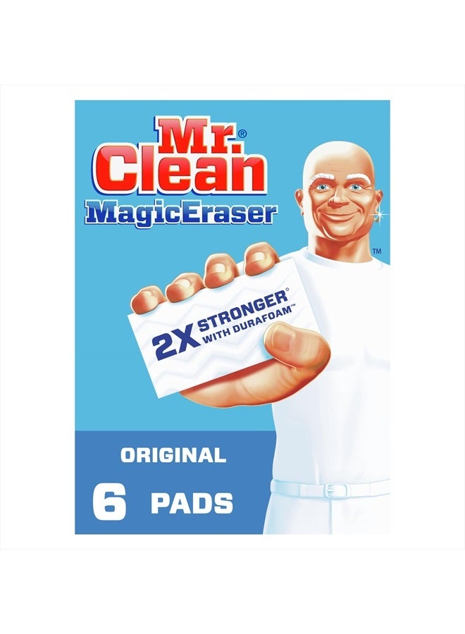 Mr Clean Magic Eraser Original Cleaning Pads, Multi Purpose Cleaner, Bathroom Cleaning Supplies, All Purpose Cleaner, White, 6 Count