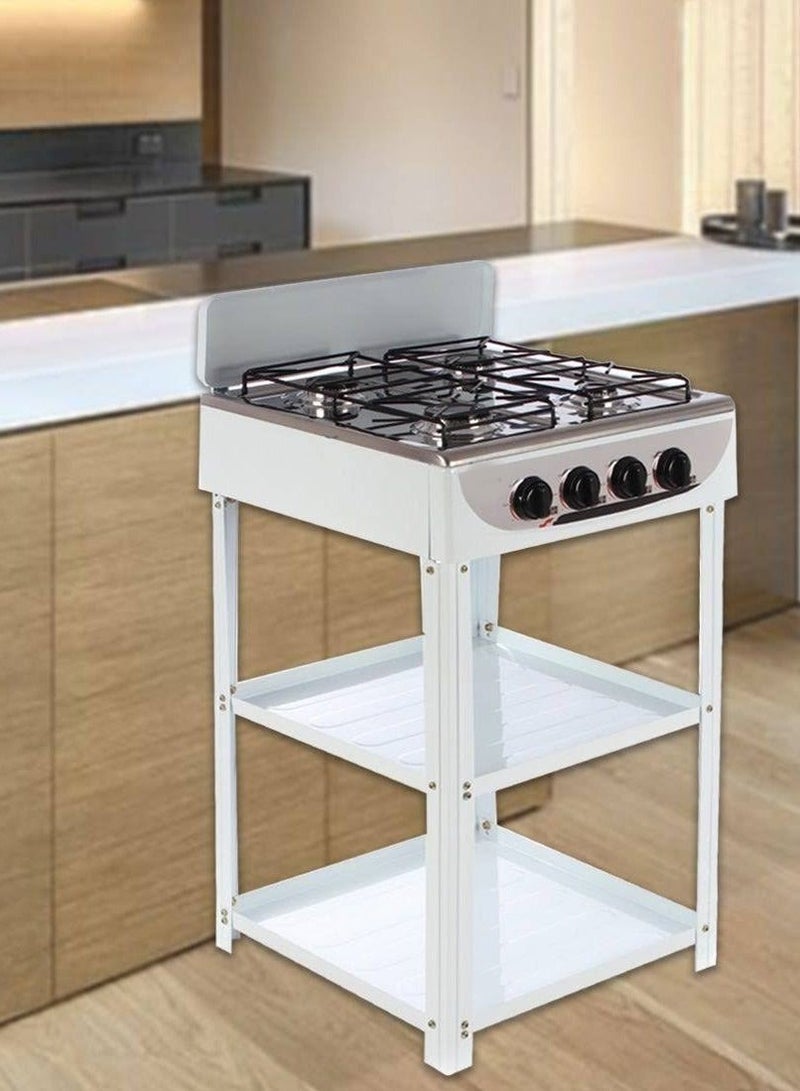 REFURA 4 Burner Gas Stove Floor Standing Porcelain Enameled Metal Body White RE-8035 - Image 2