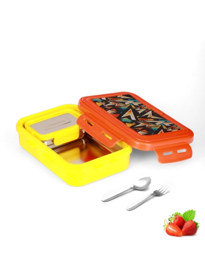 Trueware POKO Senior Steel Lee Pu Insulated Hot Lunch Box 900ML Big Container and 150 ML Veggie Container | BPA Free | Food Grade | Keep Food hot,with spoon & fork - Image 1