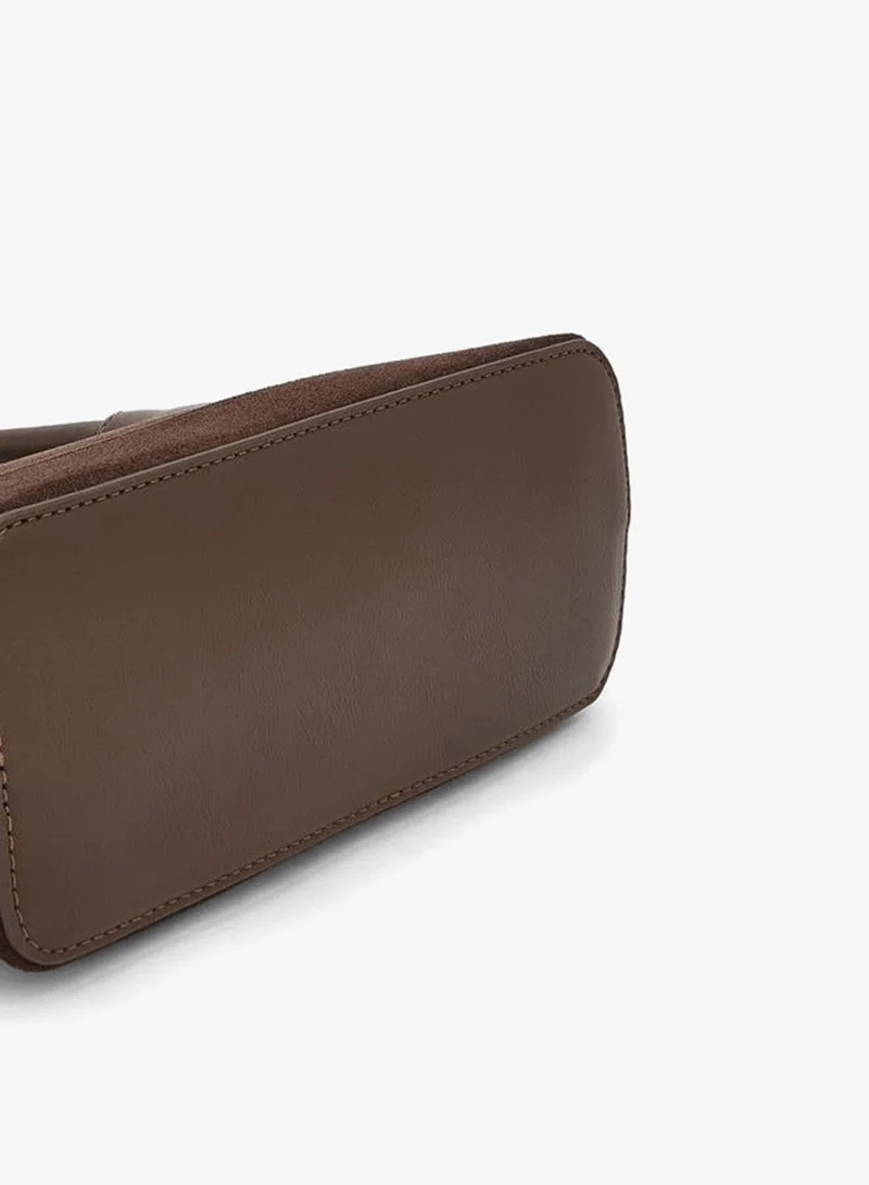 Flora Bella By Shoexpress BROWN Solid Crossbody Bag With Zip Closure for Women | Best Price UAE