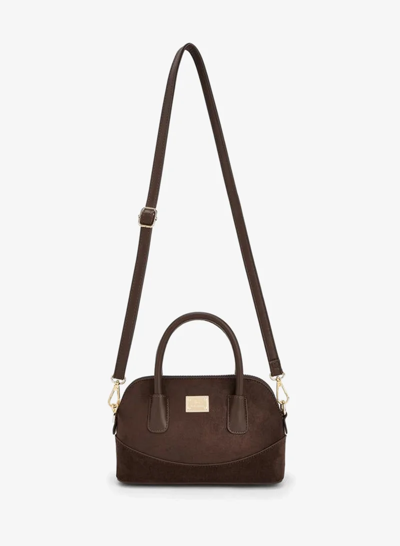 Flora Bella By Shoexpress BROWN Solid Crossbody Bag With Zip Closure for Women | Best Price UAE