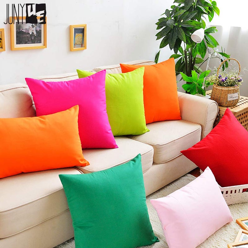Thmyo 4-Pack 100% Cotton Comfortable Solid Decorative Throw Pillow Case Thmyo Square Cushion Cover Pillowcase Sublimation Blank Pillow Covers DIY Throw Pillowcase for Sofa(18x18 inch/ 45x45cm Bright Green) - Image 3