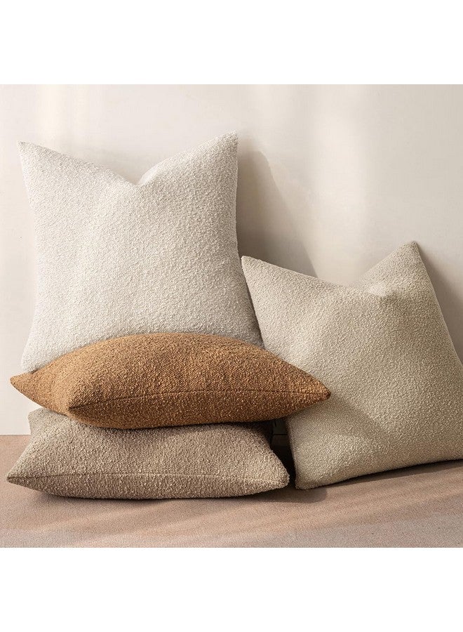MIULEE 20x20 Inch Decorative Pillow Covers for Couch Bed Set of 2 Textured Boucle Neutral Throw Pillows Brown Accent Solid Cushion Vintage Pillowcase Cozy Soft Chair Sofa Livingroom Home Decor - Image 4
