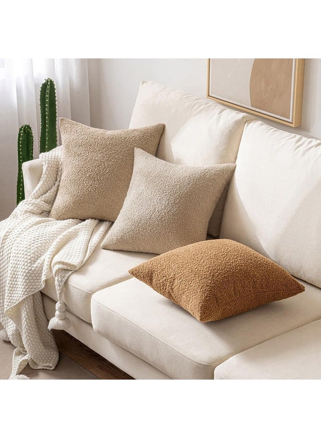 MIULEE 20x20 Inch Decorative Pillow Covers for Couch Bed Set of 2 Textured Boucle Neutral Throw Pillows Brown Accent Solid Cushion Vintage Pillowcase Cozy Soft Chair Sofa Livingroom Home Decor - Image 5