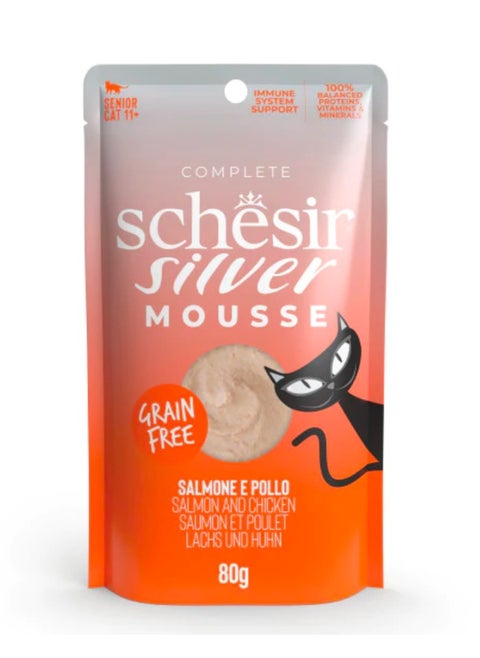 Schesir Silver Mousse Senior Cat - Salmon And Chicken 80g (12 Pouch)