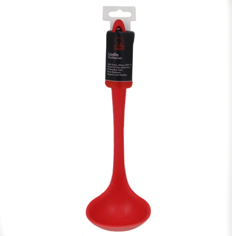 Chef Craft Premium Silicone Cooking Ladle, 11.25 inch, Red - Image 2