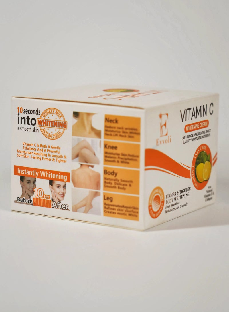 evvoli كريم تفتيح البشرة بفيتامين C، مزيل البقع الداكنة للوجه، كريم تفتيح البشرة للرقبة، الكوع، الفخذ الداخلي والركبتين، الساق، تحسين بهتان بشرة الجسم كريم تفتيح فيتامين C للوجه والجسم 100 مل - Image 4