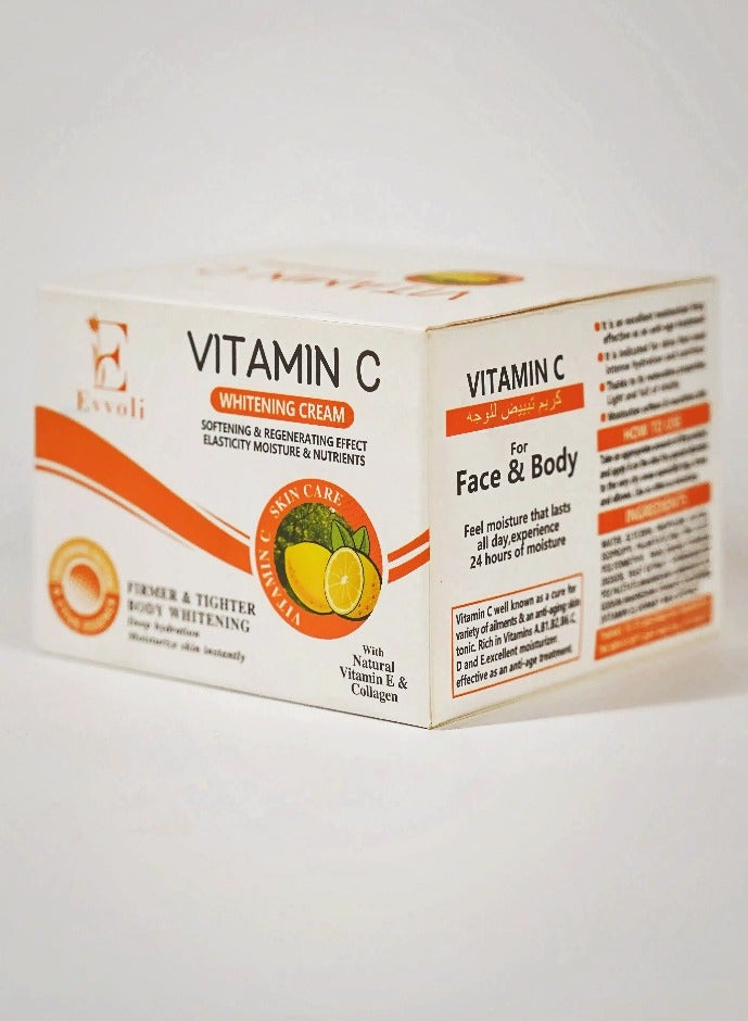 evvoli كريم تفتيح البشرة بفيتامين C، مزيل البقع الداكنة للوجه، كريم تفتيح البشرة للرقبة، الكوع، الفخذ الداخلي والركبتين، الساق، تحسين بهتان بشرة الجسم كريم تفتيح فيتامين C للوجه والجسم 100 مل - Image 5