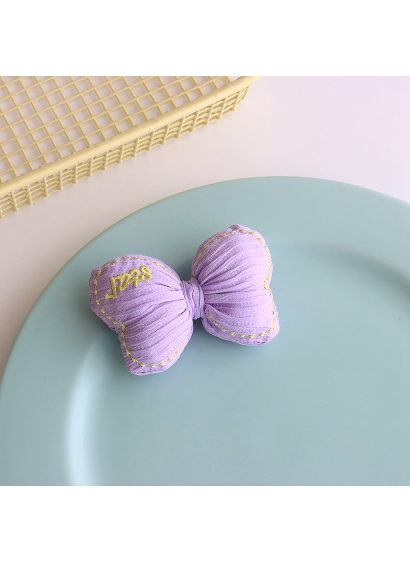 Generic - Summer Candy Color Cotton-Padded Bow Fabric Girls DIY Clothing Accessories Light purple - Image 1