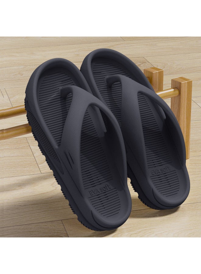 Sevfun Qisefang Flip-flops For Men, All-season Outdoor Wear, Non-slip Beach Thong Sandals, Indoor Home Slippers, Black, Size 40-41 - Image 1