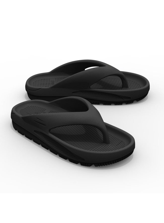 Sevfun Qisefang Flip-flops For Men, All-season Outdoor Wear, Non-slip Beach Thong Sandals, Indoor Home Slippers, Black, Size 40-41 - Image 4