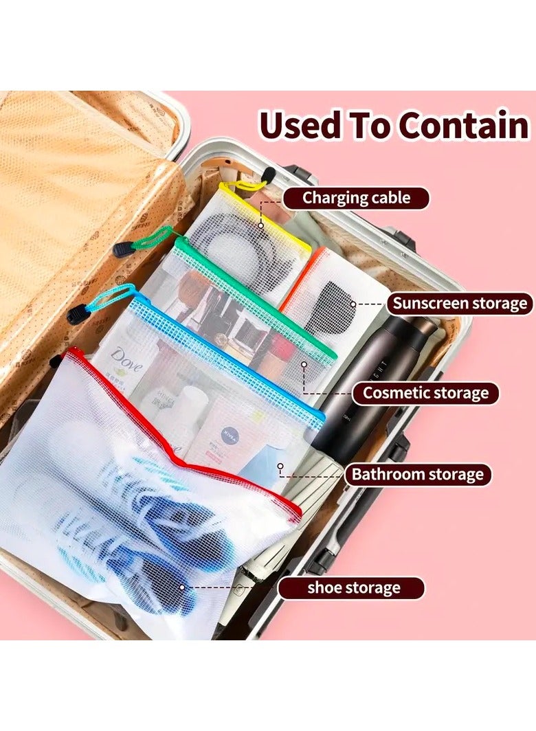 Generic 24pcs Mesh Zipper Pouch Document Bags, 8 Sizes Clear Multipurpose File Bags, Waterproof PVC Zipper Pouches, Colored Travel Zipper Bags, School, Office, Home For Organizing  - Image 2