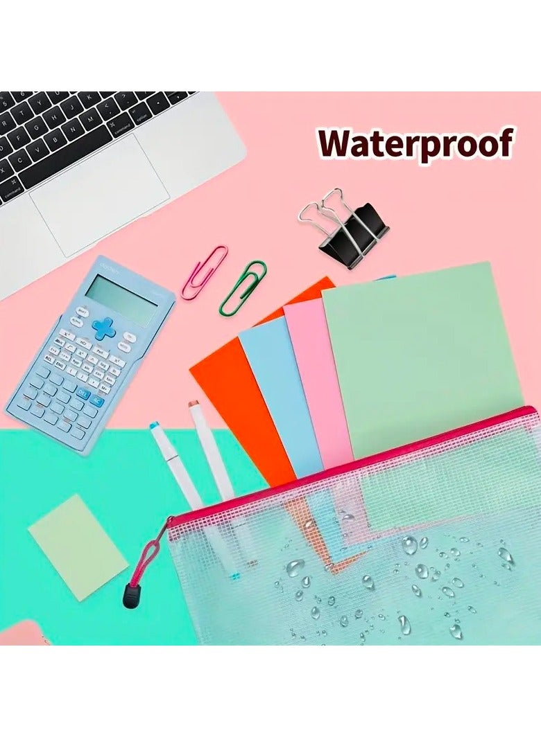 Generic 24pcs Mesh Zipper Pouch Document Bags, 8 Sizes Clear Multipurpose File Bags, Waterproof PVC Zipper Pouches, Colored Travel Zipper Bags, School, Office, Home For Organizing  - Image 5