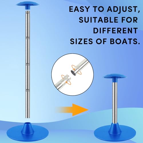 VEITHI Boat Cover Support Poles, Stainless Steel Pole Boat Cover Support System with Webbing Strap, 4-Stage Extension Adjustable Height of 16”-59”, for Boat Covers Prevent Water from Accumulation - Blue - Image 5