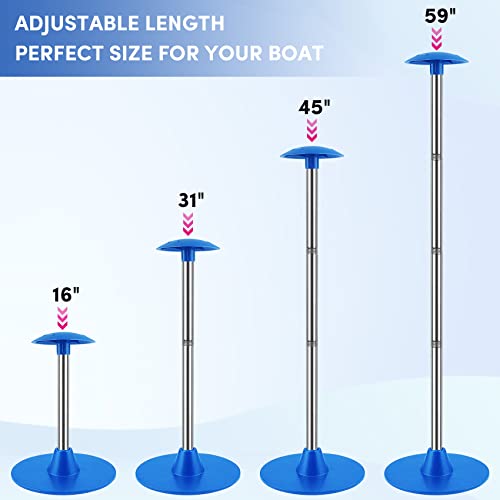 VEITHI Boat Cover Support Poles, Stainless Steel Pole Boat Cover Support System with Webbing Strap, 4-Stage Extension Adjustable Height of 16”-59”, for Boat Covers Prevent Water from Accumulation - Blue - Image 2