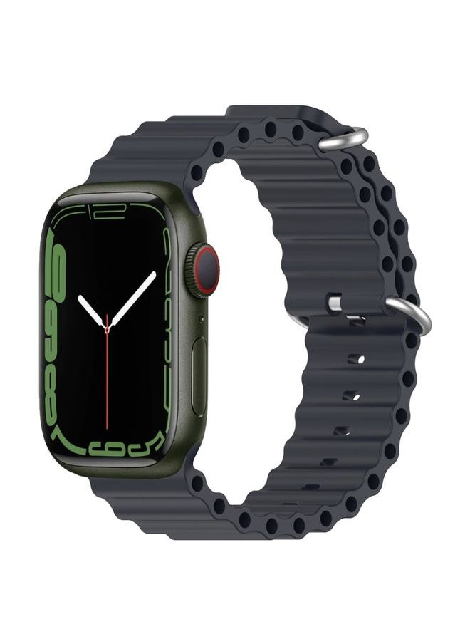 Generic - Replacement Strap Ocean Silicone Watch Band for Apple Watch Series 8&7 41mm / SE 2&6&SE&5&4 40mm / 3&2&1 38mm Midnight - Image 1