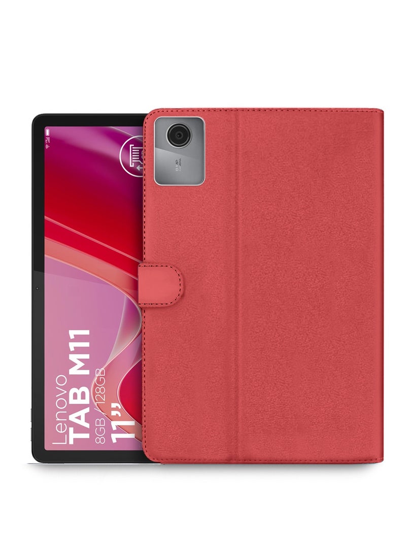 اوميكر غطاء فليب بحافة مغناطيسية من جلد PU لجهاز Lenovo Tab M11 2024 (11 بوصة) - أحمر - Image 1