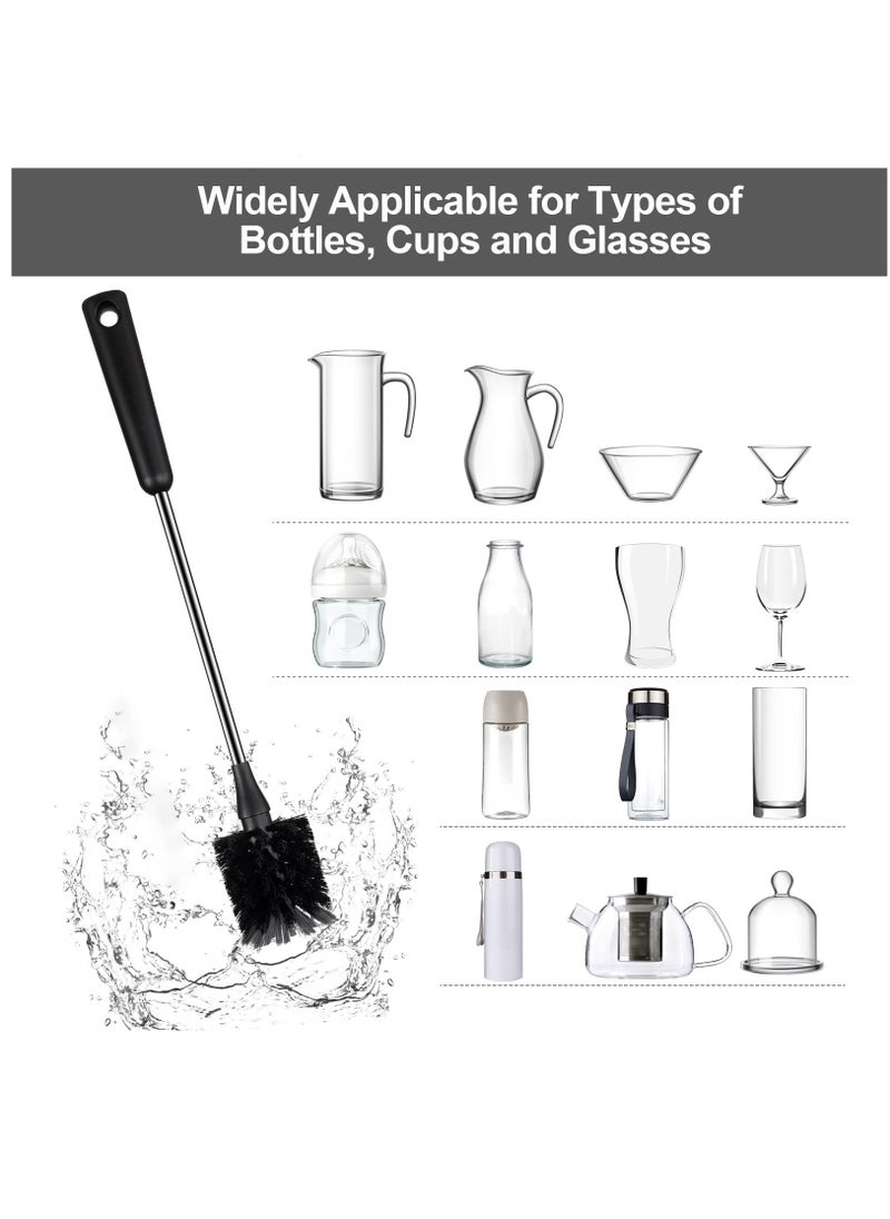 Excefore - 2 Pack Stainless Steel Water Bottle Brush & Straw Cleaner Set, Long Handle Baby Bottle Scrub Cleaning Brush for Sports Bottles, Cups, Dishes, Coffee Mugs, Glasswares, Tumblers, Wine Decanters - Image 1