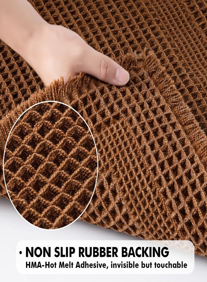MIULEE Set of 2 Waffle Bathroom Rugs, Terracotta Boho Bath Rug Super Absorbent, Non Slip Washable Ultra Soft Rubber Backed Shower Bath Mats for Floor, Tub, Shower, Looped Design, Caramel, 18x30 Inch - Image 3
