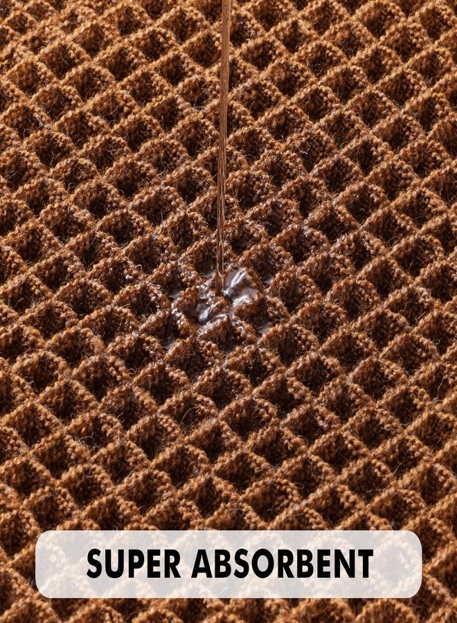 MIULEE Set of 2 Waffle Bathroom Rugs, Terracotta Boho Bath Rug Super Absorbent, Non Slip Washable Ultra Soft Rubber Backed Shower Bath Mats for Floor, Tub, Shower, Looped Design, Caramel, 18x30 Inch - Image 2