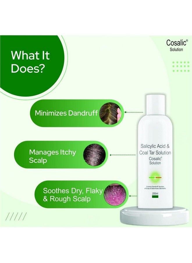Cosalic Coal Tar & Salicylic Acid Shampoo For Dry Itchy Scaly & Flaky Scalp Minimizes Dandruff And Dry Scalp Conditions 200 Ml (Pack Of 1)