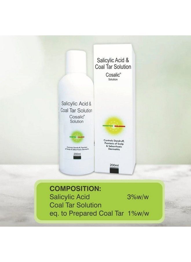 Cosalic Coal Tar & Salicylic Acid Shampoo For Dry Itchy Scaly & Flaky Scalp Minimizes Dandruff And Dry Scalp Conditions 200 Ml (Pack Of 1)