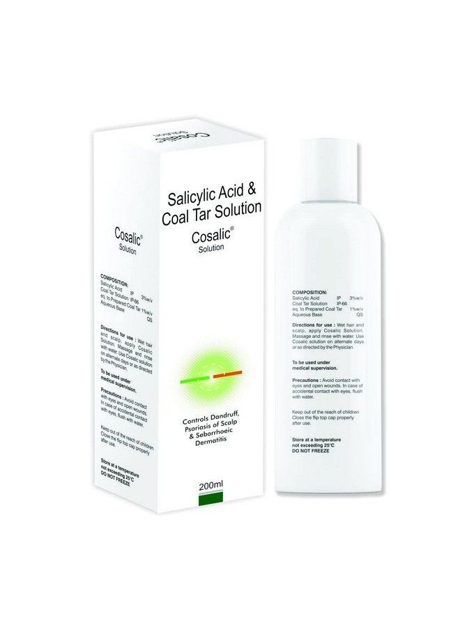 Cosalic Coal Tar & Salicylic Acid Shampoo For Dry Itchy Scaly & Flaky Scalp Minimizes Dandruff And Dry Scalp Conditions 200 Ml (Pack Of 1)