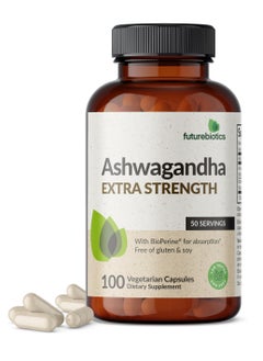 Generic Futurebiotics Ashwagandha Extra Strength Stress & Mood Support with BioPerine - Non GMO Formula, 100 Vegetarian Capsules  - Image 1