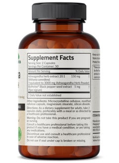 Generic Futurebiotics Ashwagandha Extra Strength Stress & Mood Support with BioPerine - Non GMO Formula, 100 Vegetarian Capsules  - Image 2