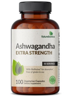 Generic Futurebiotics Ashwagandha Extra Strength Stress & Mood Support with BioPerine - Non GMO Formula, 100 Vegetarian Capsules  - Image 3