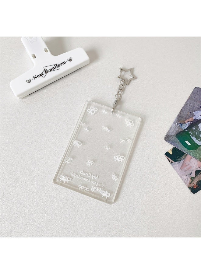 NIBEMINENT 1 - Piece Simple Transparent Acrylic Kpop Photo Card Holder Pendant Key Chain ID Badge Holder ID Card Holder Photo Card Protector for School ID Office ID Access Card for Women Girls - Image 1
