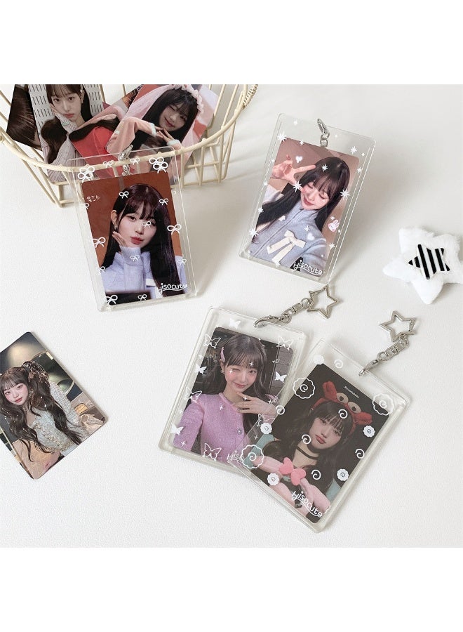NIBEMINENT 1 - Piece Simple Transparent Acrylic Kpop Photo Card Holder Pendant Key Chain ID Badge Holder ID Card Holder Photo Card Protector for School ID Office ID Access Card for Women Girls - Image 3