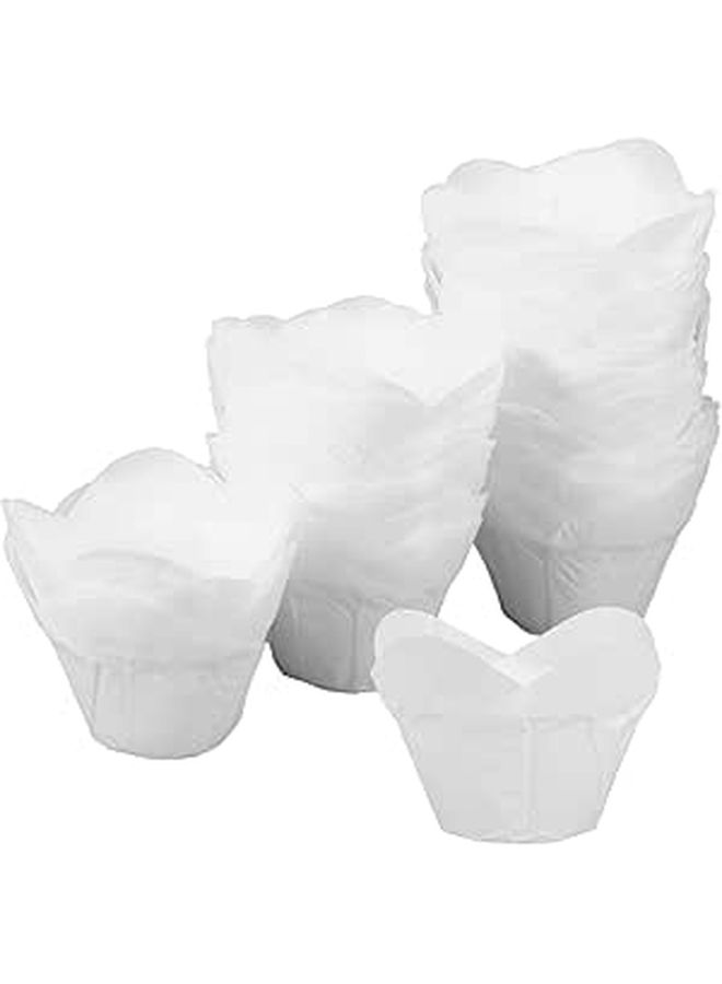 Kichvoe Lotus Style Baking Cups and Cupcake Liners 100 Pieces Middle Sized Greaseproof Paper Muffin Baking Cups Food Grade Disposable Holders for Birthday Wedding Party - Image 1