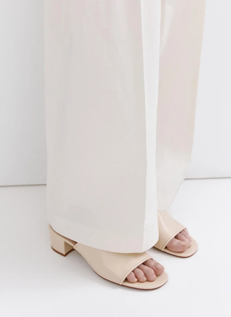 MANGO Leather Block-Heel Sandals