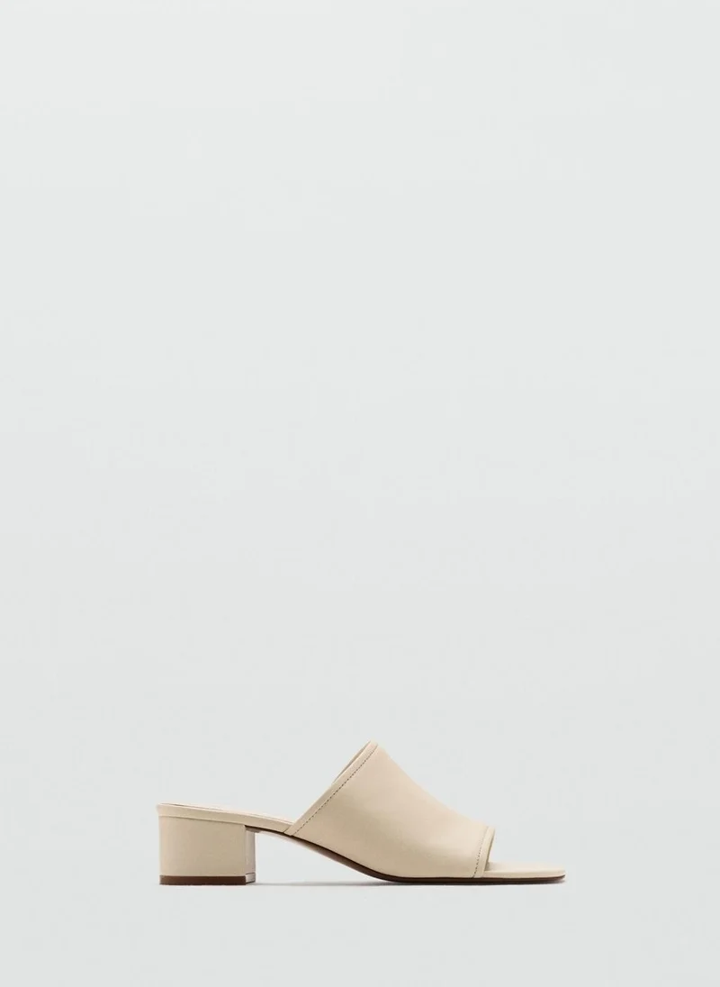 MANGO Leather Block-Heel Sandals
