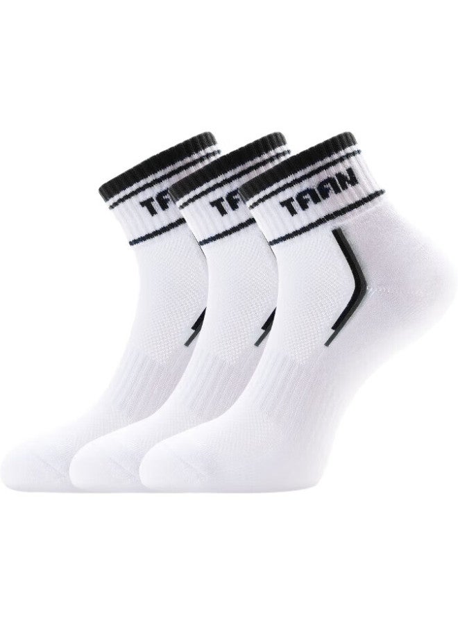 TAAN Badminton Socks, Sports Socks, Thickened Terry Bottom, Mid-Calf, Men'S Style T343, White And Black, 3 Pairs Per Pack - Image 1