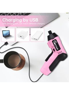 Thoraya GSTAR Cordless Screwdriver Kit with CRV 50mm Bits LED Light Spindle Lock 250rpm 3.7V Battery Operated USB Charging 3Nm Electric Screwdriver Power Tools for Drilling  - Image 3