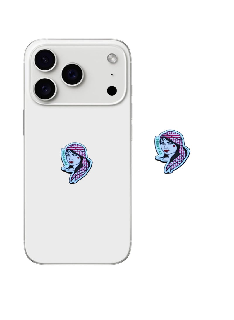 ملصق معدني لاصق للهاتف المحمول أو الكمبيوتر المحمول - تصميم على شكل فتاة أردنية - Image 1