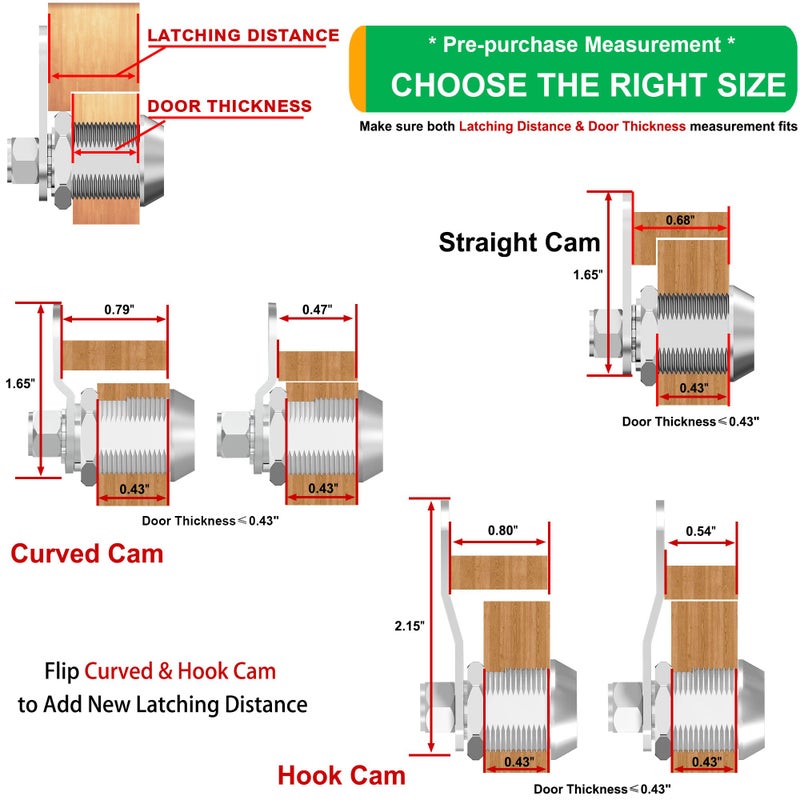 Hecfu 2 Pcs Tool Box Locks with Keys Hook Cam Tubular Cam Lock 58 Keyed Alike Toolbox Lock Secure Your Toolbox Mailbox Drawer Cabinet Locks Silver Zinc Alloy - Image 4