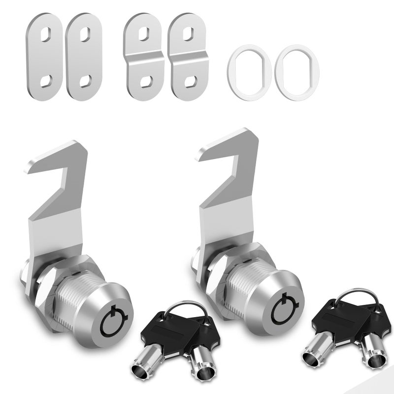 Hecfu 2 Pcs Tool Box Locks with Keys Hook Cam Tubular Cam Lock 58 Keyed Alike Toolbox Lock Secure Your Toolbox Mailbox Drawer Cabinet Locks Silver Zinc Alloy - Image 2