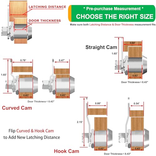 Hecfu 2 Pcs Tool Box Locks with Keys Hook Cam Tubular Cam Lock 58 Keyed Alike Toolbox Lock Secure Your Toolbox Mailbox Drawer Cabinet Locks Silver Zinc Alloy - Image 3