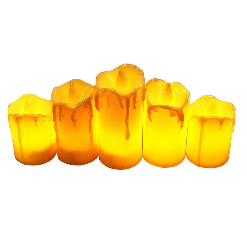 VINTAGER Acrylic LED Candle Tea Light 9 CM Flameless Smokeless Melting Candle Perfect for Gifts Home Room Birthday Christmas Diwali Navratri Decoration Pack of 5