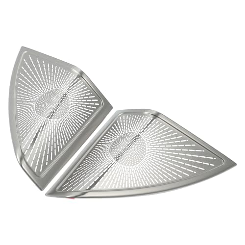ACROPIX غطاء إطار مكبر الصوت A Pillar لسيارات مرسيدس بنز C Class W205 S205 2015-2021 من الفولاذ المقاوم للصدأ بلون فضي - عبوة من 2 - Image 1