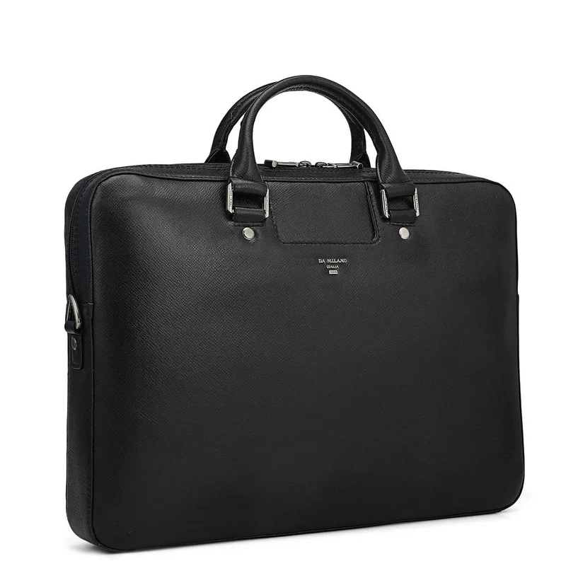 Da Milano black Franzy Leather Laptop Sleeve - Black  | Best Price UAE